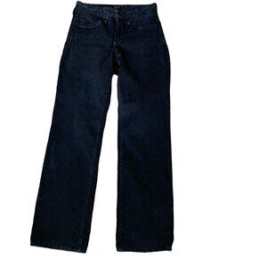 NYDJ Lift Tuck Technology Straight Mid-Rise Jeans 5-Pocket Sz 4P Black 35D